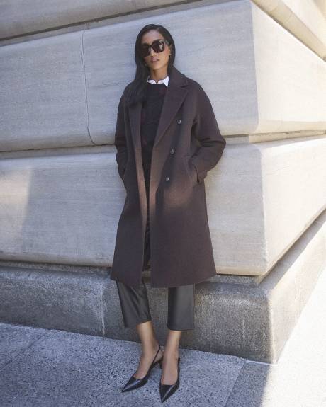 Wool-Blend Long Double-Breasted Coat