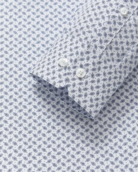 Tailored Fit Dress Shirt with Tiny Navy Foliage Pattern
