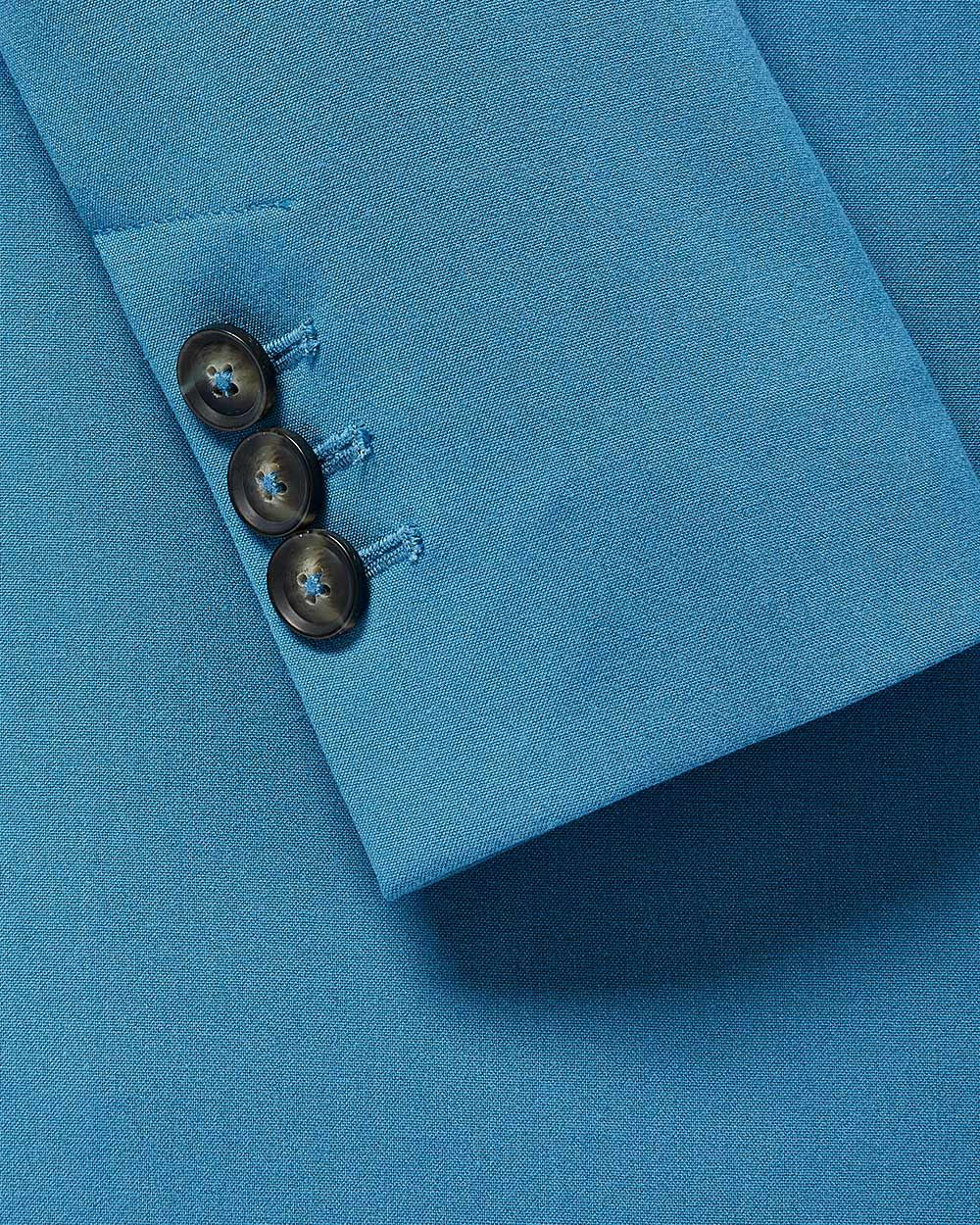 Veston Long Décontracté Bleu Azure à Double Boutonnage