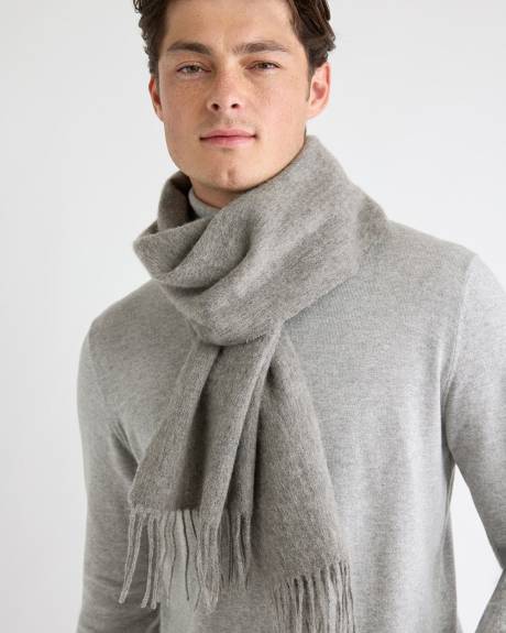 Solid Wool Scarf with Fringes