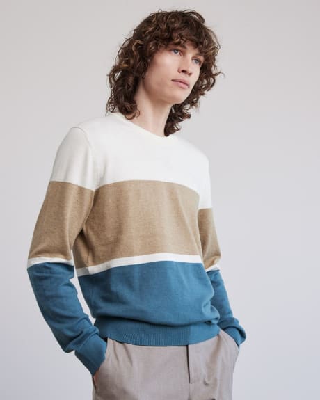 Crew-Neck Sweater with Colour Blocks