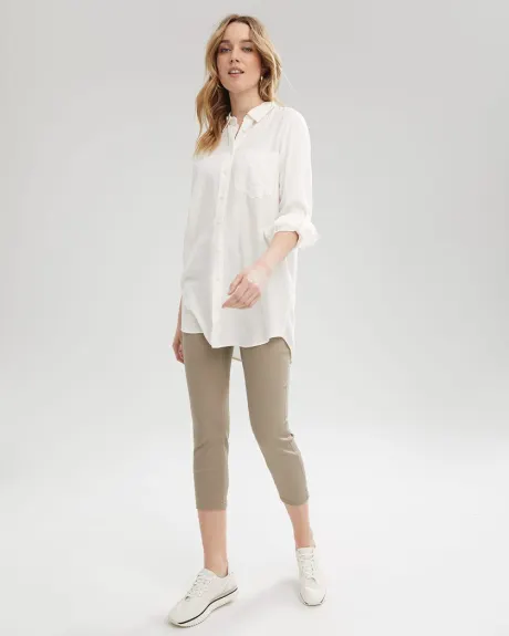 Long Sleeve Tunic Blouse with Shirt Collar