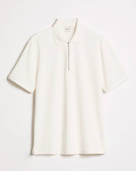 Short-Sleeve Ribbed Half-Zip Polo