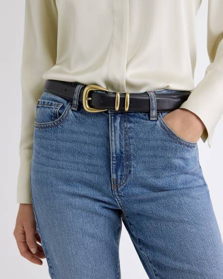 Leather Belt with Bold Buckle