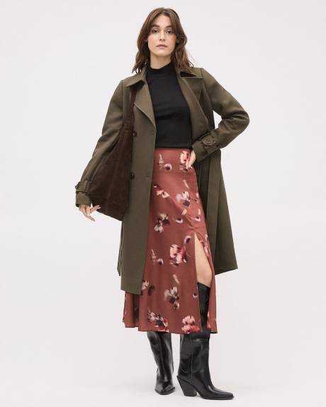 Satin High-Rise Flare Maxi Skirt