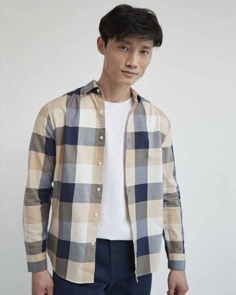 Large Checkered Print Tailored Fit Casual Shirt