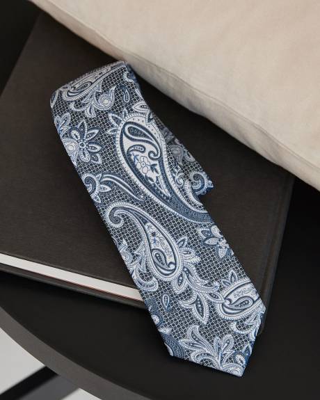 Cravate Régulière Bleue Cachemire