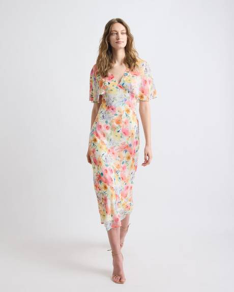 Sleeveless Midi Cocktail Dress with Cape