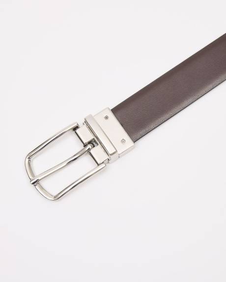 Ceinture R&eacute;versible en Cuir Noir et Brun