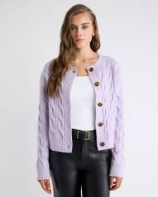 Long-Sleeve Cable-Stitch Cardigan