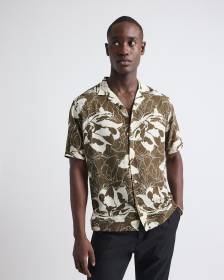 Short-Sleeve Floral Shirt with Camp Collar