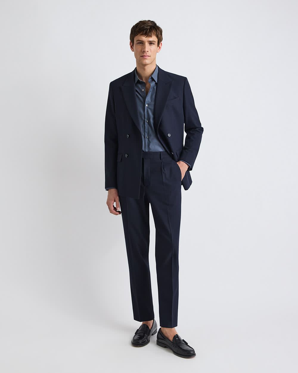 Tapered-Leg Navy Suit Pant