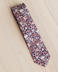 Navy Regular Tie with Floral Pattern