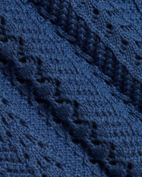 Pull en Mailles Pointelle &agrave; Col Rond et Manches aux Coudes Bouffantes