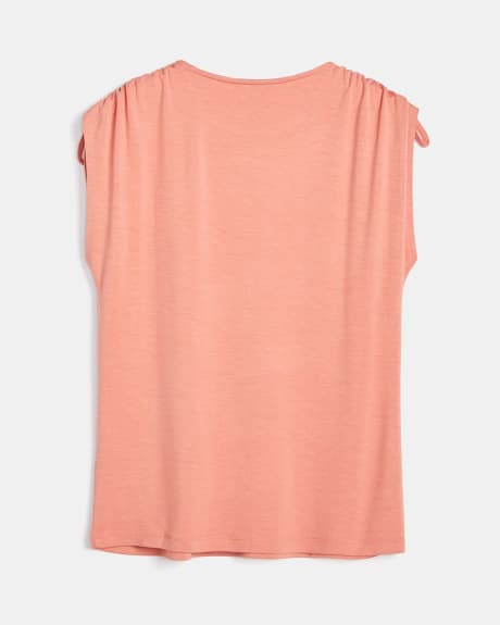 French Terry T-Shirt with Shoulder Drawcords
