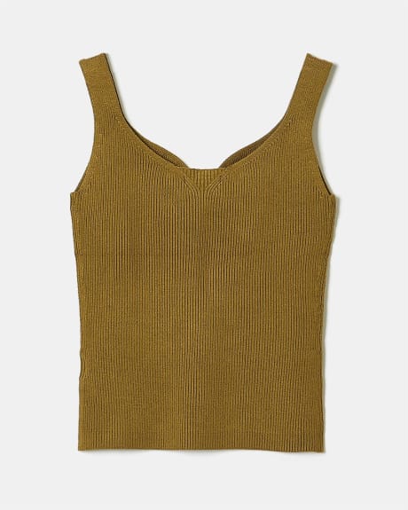 Ribbed Knit Cami With Sweetheart Neckline