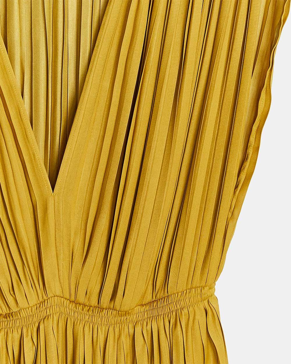 Pleated Satin V Neck Maxi Dress RW&CO.