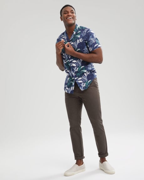 Floral Short Sleeve Shirt with Camp Collar