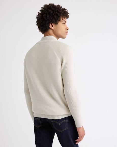 Pull à Col Montant à Demi-Zip et Manches Longues