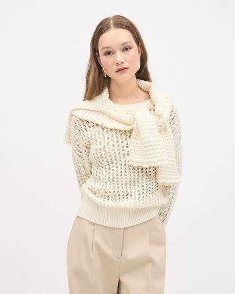 Pull Textur&eacute; &agrave; Manches Longues et Col Rond