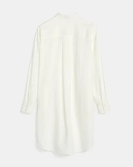 Linen Blend Long-Sleeve Button-Down Shirt Dress