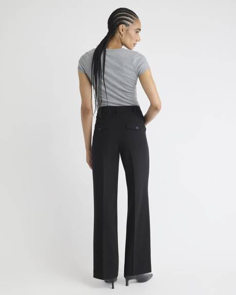 Pantalon en Serg&eacute; &Eacute;pais &agrave; Taille Mi-Haute et Jambe Large