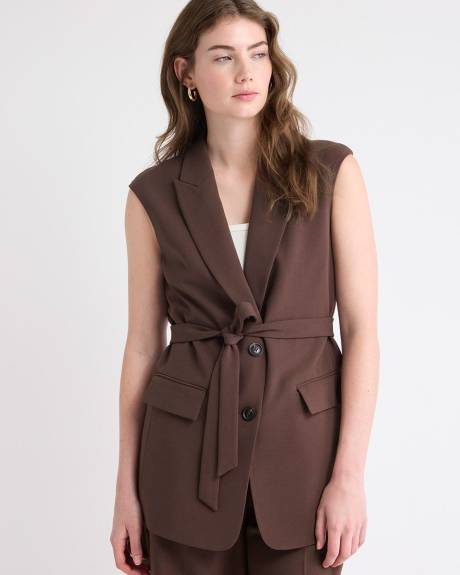 Veste Longue Sans Manches en Sergé