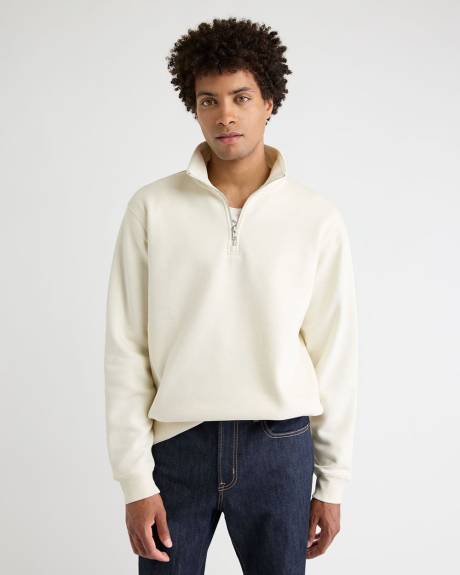 Long-Sleeve Half-Zip Mock-Neck Sweater