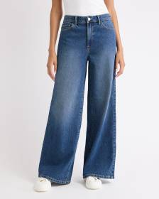 Medium-Wash High-Rise Ultra-Wide-Leg Jeans