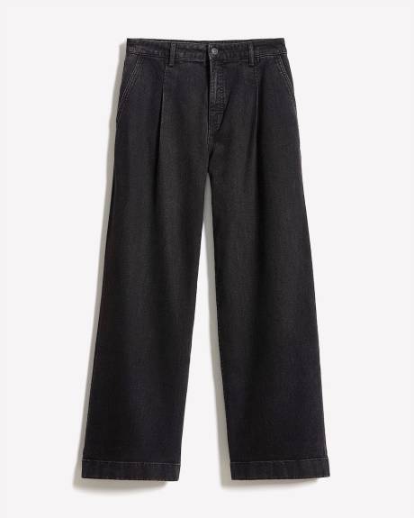 Dark Grey Mid-Rise Wide-Leg Jeans