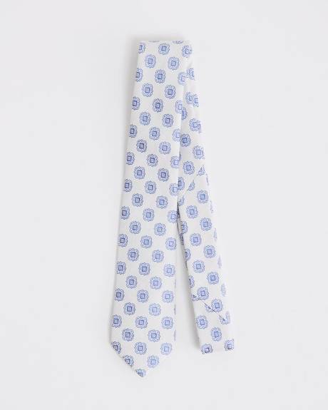 Linen-Blend Tie with Geometric Pattern