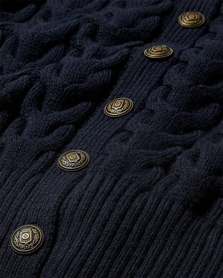 Cardigan à Manches Longues et Col Polo à Grand Revers