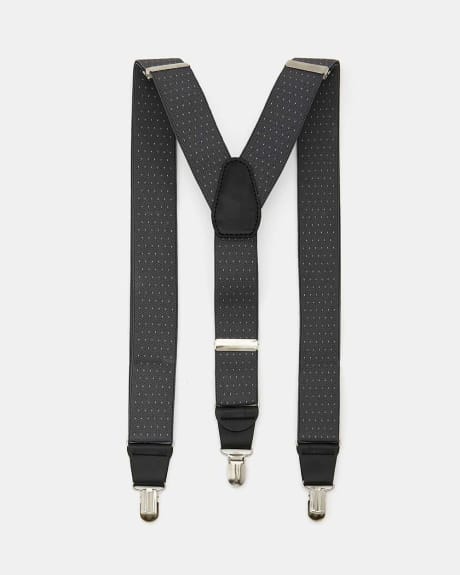 Dotted Grey Elastic Suspenders