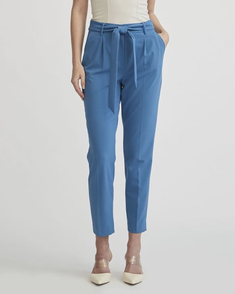 Pantalon Bleu Azur à Taille Haute et Cheville Fuselée avec Ceinture - 28 "