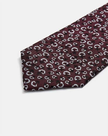 Regular Dark Red Tie With Geometric Pattern