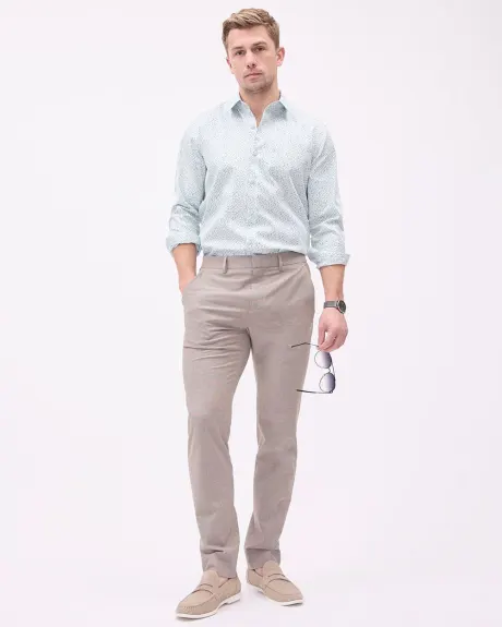 Light Blue Tailored-Fit Dress Shirt with Floral Pattern
