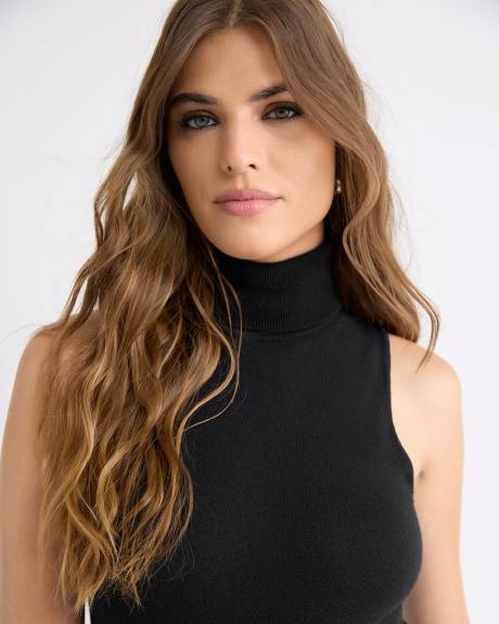 Pull Sans Manches à Col Roulé