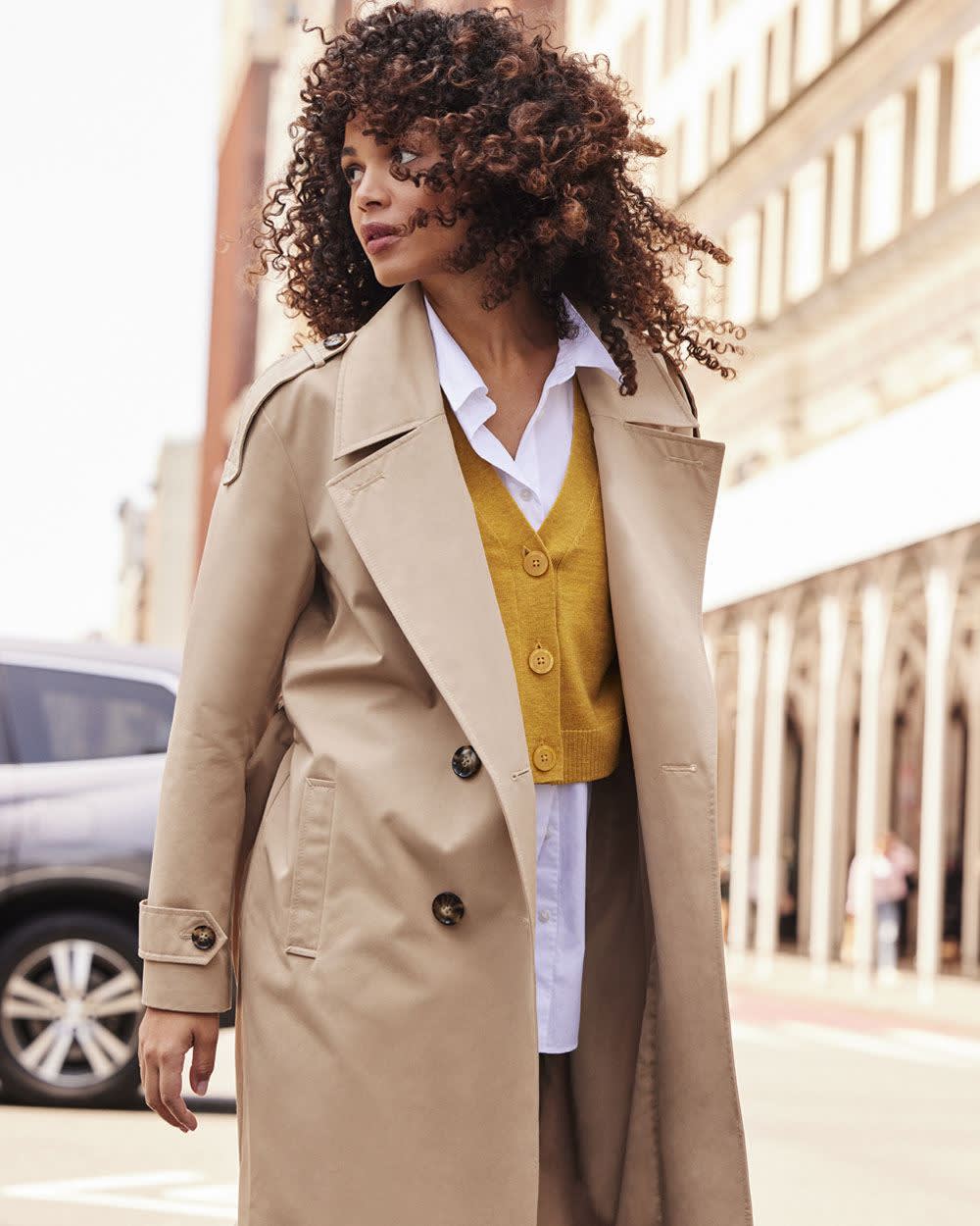 Double-Breasted Trench Coat with Belt