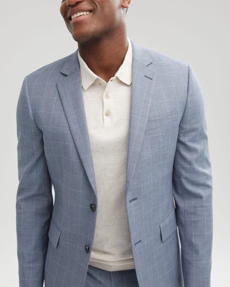 Slim Fit Blue Checkered Suit Blazer