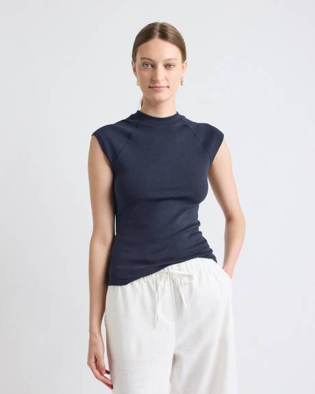 T-Shirt à Manches Très Courtes et Col Rond