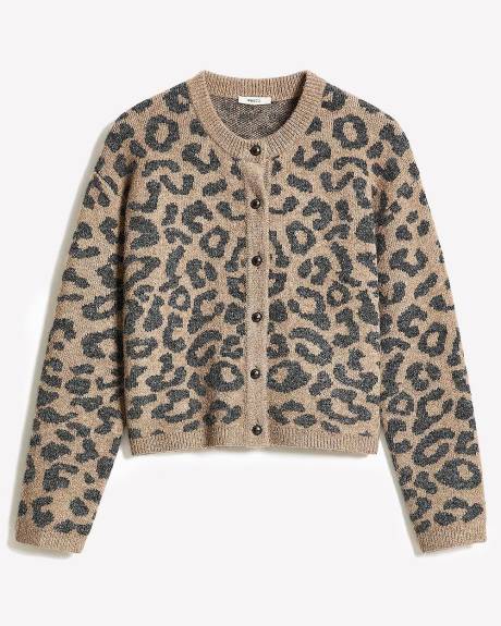 Long-Sleeve Cardigan with Animal Print