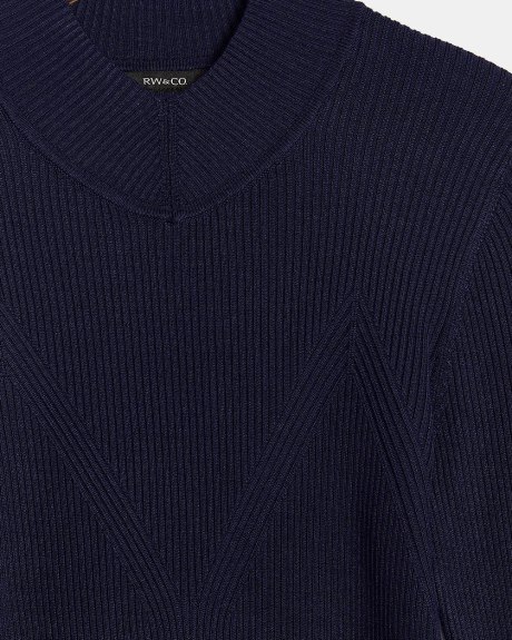 Ribbed Mock-Neck Long-Sleeve Sweater