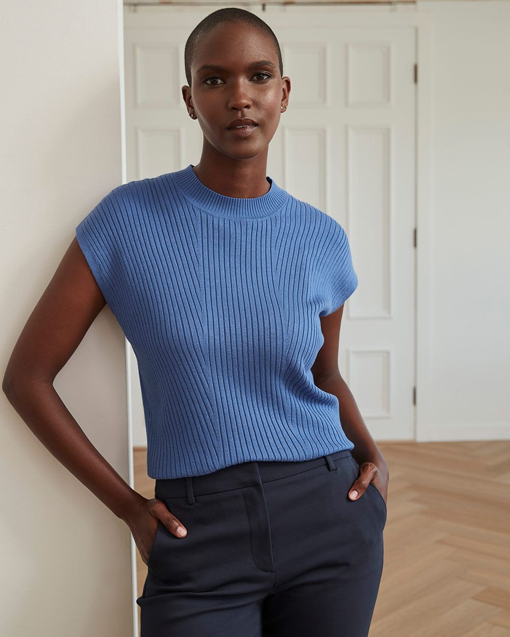 Extended Sleeve Ribbed Knit Sweater RW&CO.