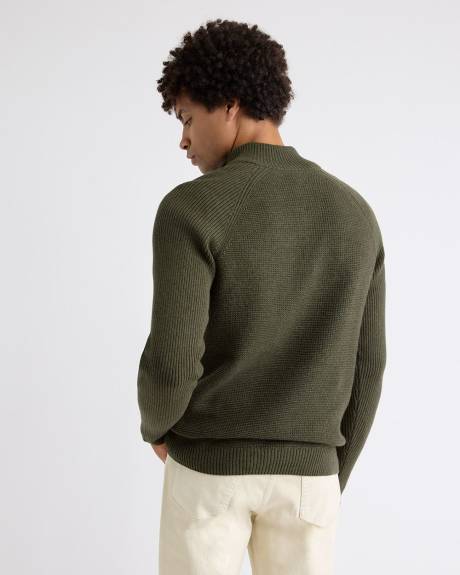 Long-Sleeve Half-Zip Mock-Neck Sweater