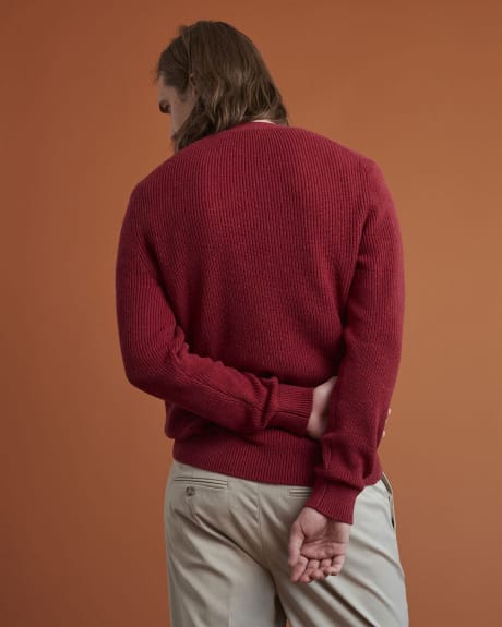 Gender-Neutral Red V-Neck Sweater