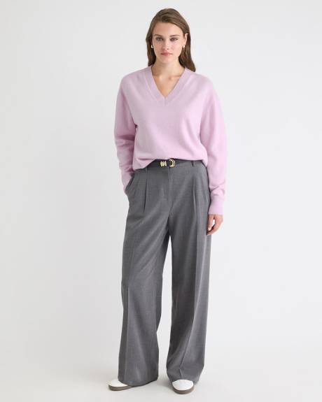 Merino Wool V-Neck Drop Shoulder Sweater