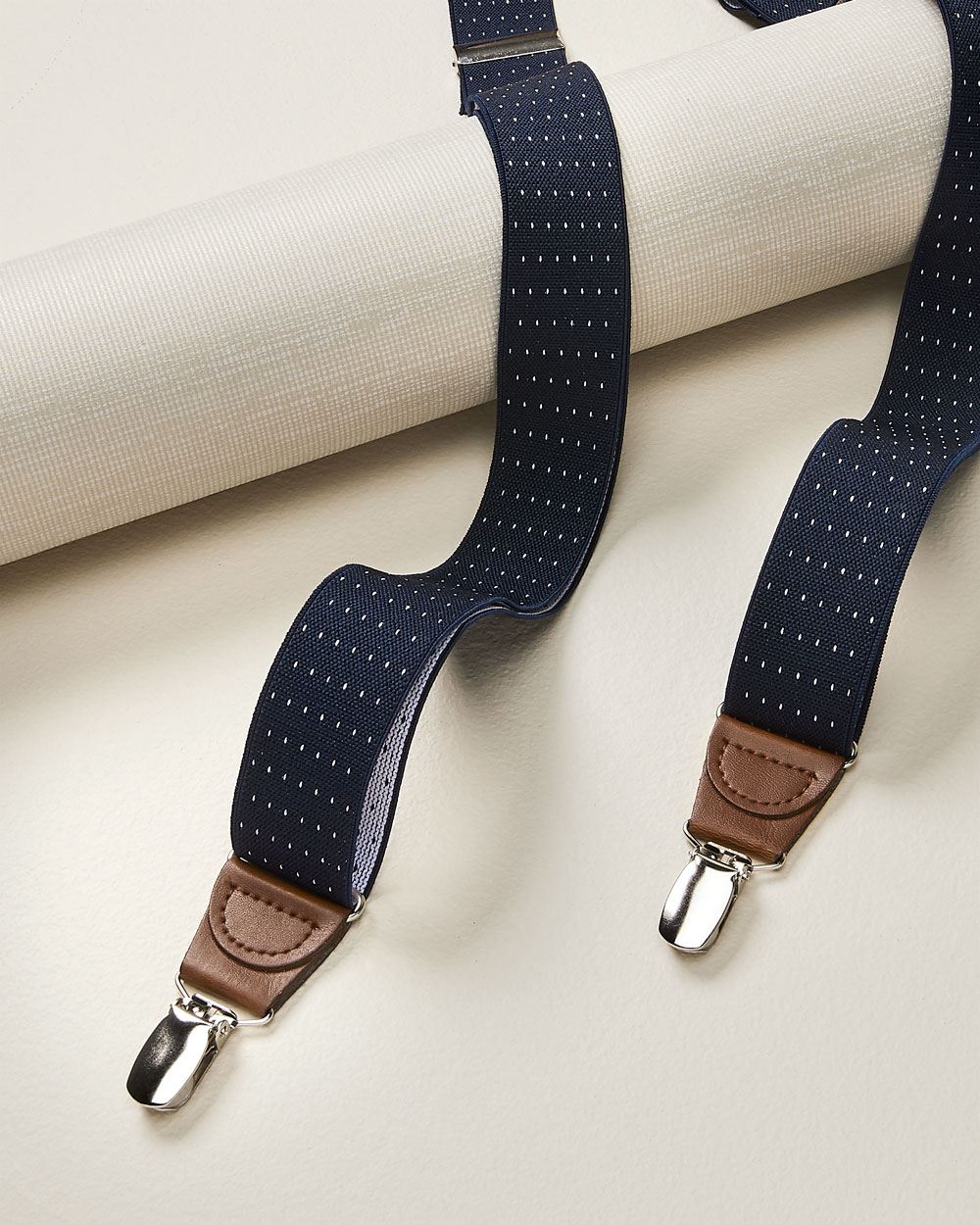 Dotted navy Elastic Suspenders RW&CO.