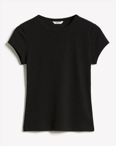 T-Shirt &agrave; Manches Courtes et Col Rond en Tricot Luxueux