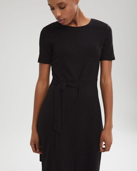 Semi-Fitted Mini Dress with Tied Waist