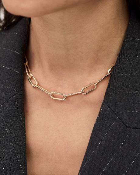 Short Textured Paperclip Chain Necklace